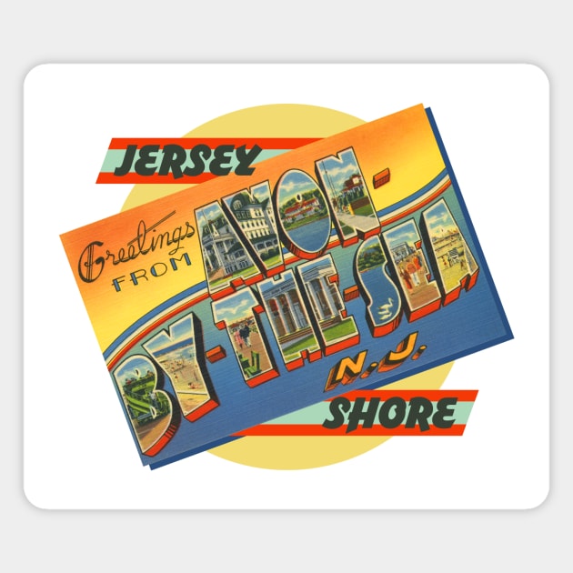 Greetings From Avon-By-The-Sea New Jersey Magnet by MatchbookGraphics